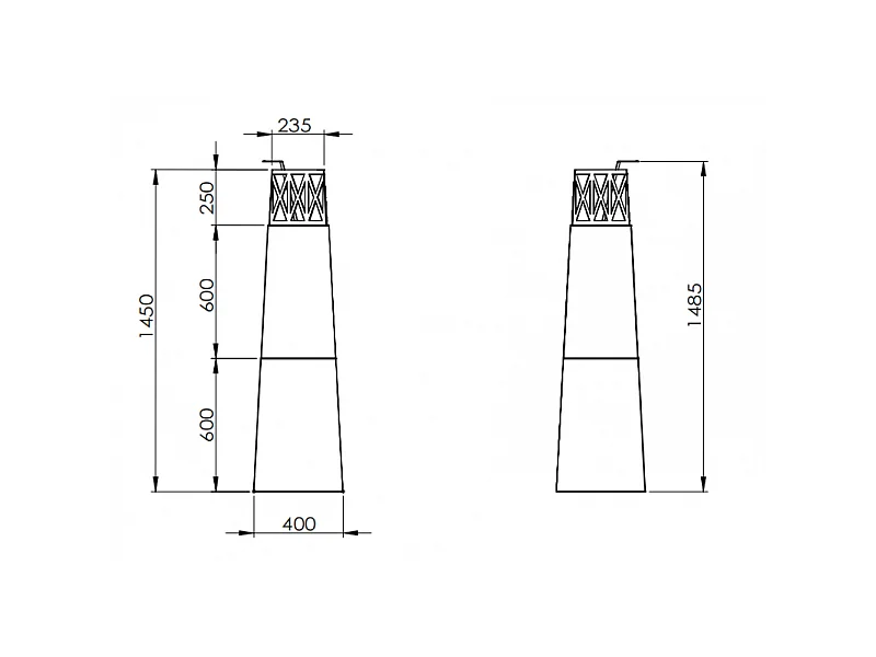 Kominek ogrodowy na bioetanol Vulcano Nero 40x40x145mm