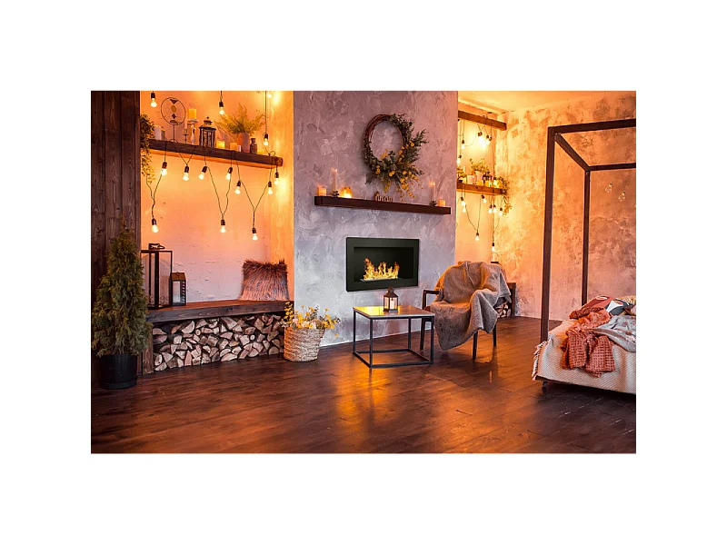 Lareira de parede ou embutida a bioetanol Lucca Nero L 90 x D 12 x H 40