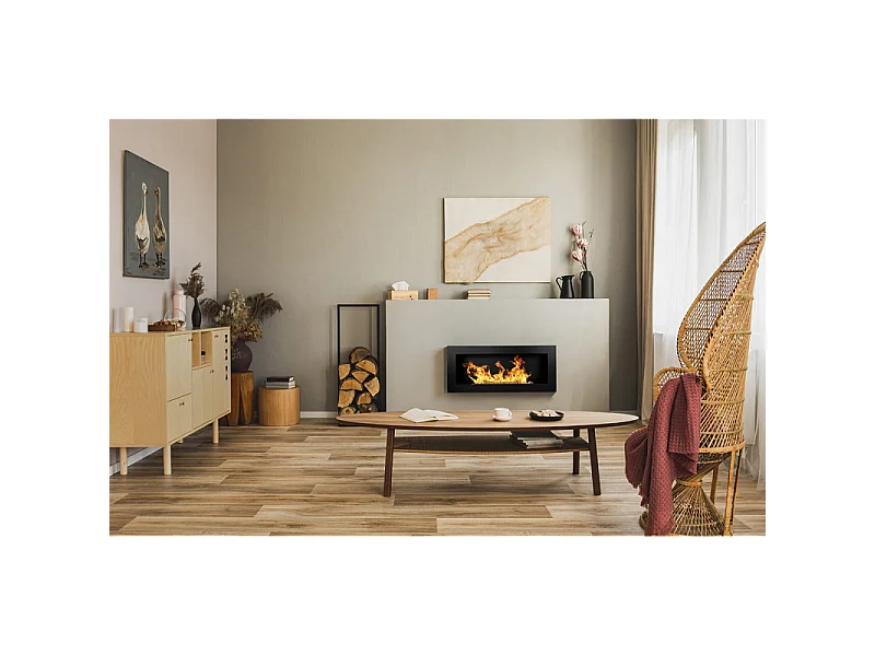 Lareira de parede ou embutida a bioetanol Lucca Nero L 90 x D 12 x H 40