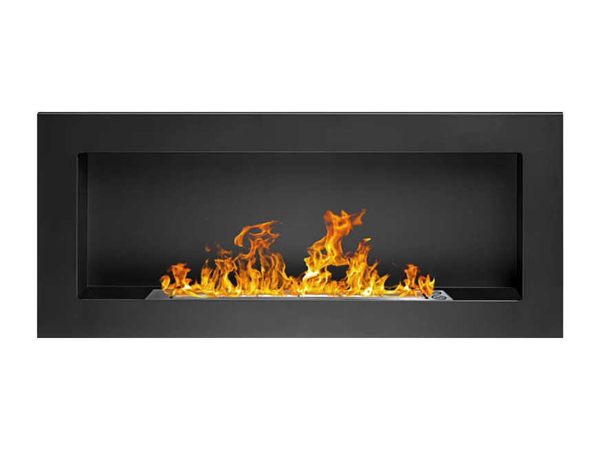 Cheminée bioéthanol murale ou encastrable Lucca Nero L 90 x P 12 x H 40