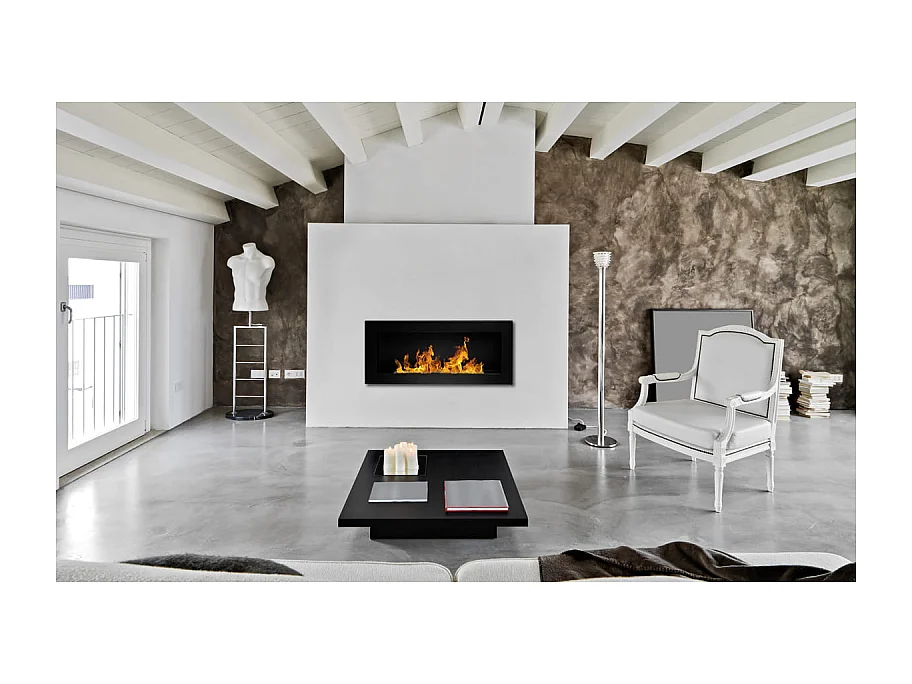 Cheminée bioéthanol murale ou encastrable Lucca Nero L 90xP 12xH 40