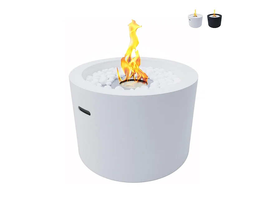 Cheminée au bioéthanol brasero de jardin rond pour intérieur et extérieur RODI Blanc d.47,5