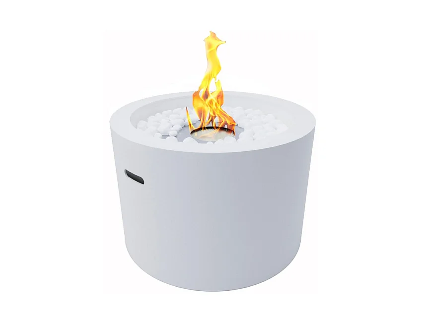 Cheminée au bioéthanol brasero de jardin rond pour intérieur et extérieur RODI Blanc d.47,5