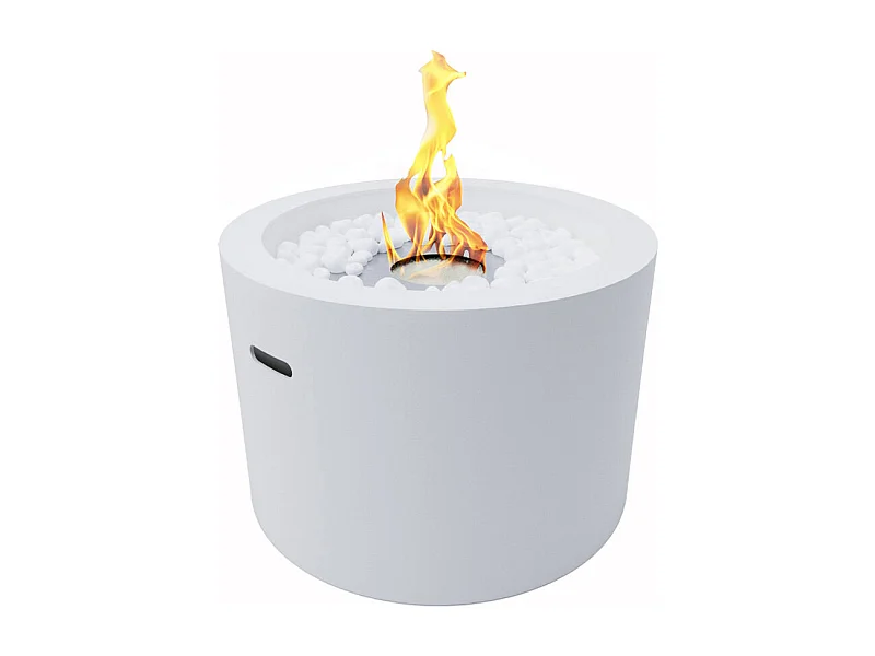 Cheminée au bioéthanol brasero de jardin rond pour intérieur et extérieur RODI Blanc d.47,5