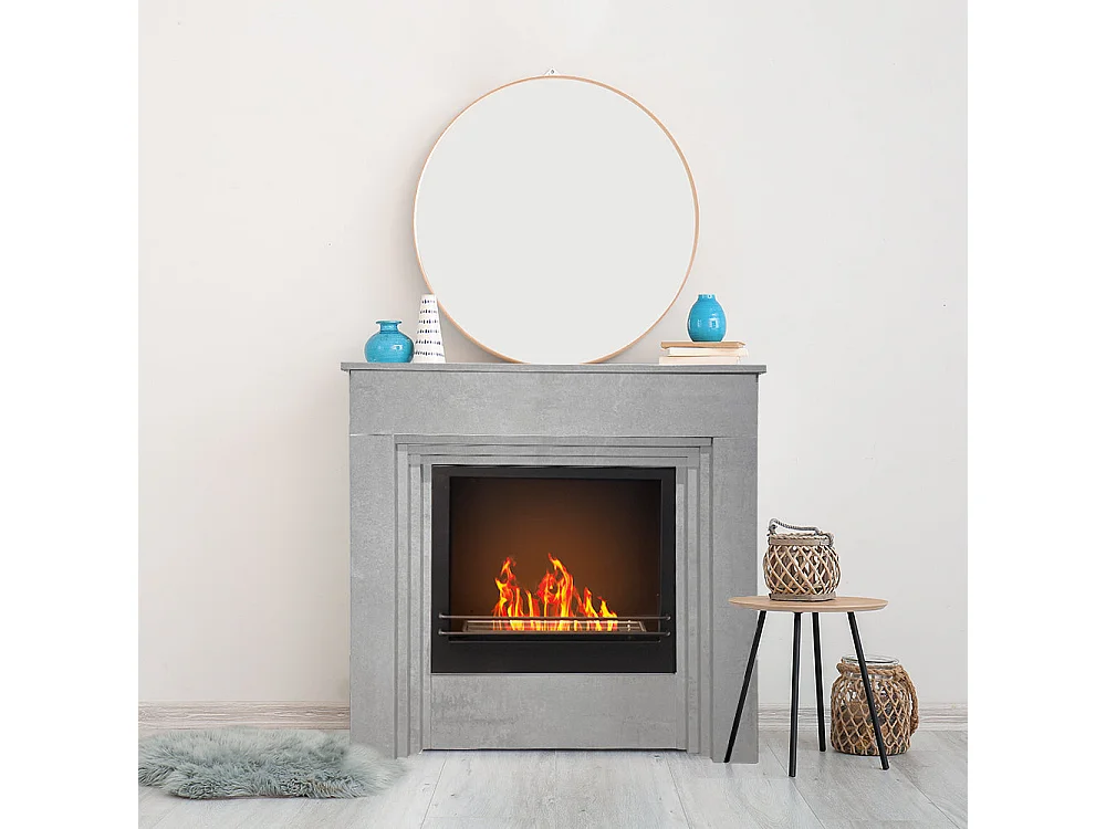 Holz-Effekt-Zement-Ethanol-Kamin - Maße B96 x T35 x H96