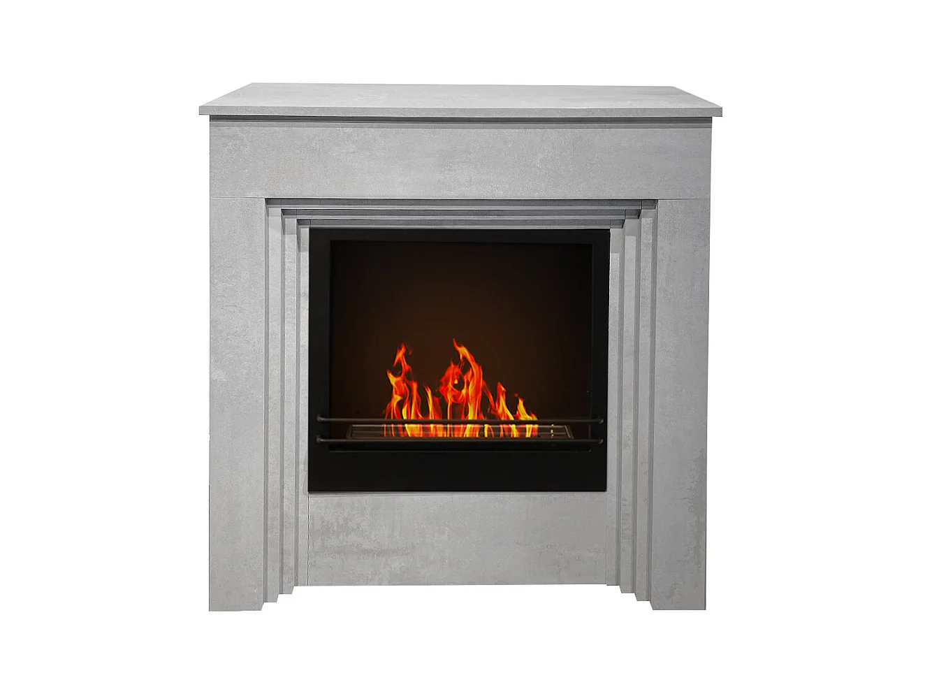 Holz-Effekt-Zement-Ethanol-Kamin - Maße B96 x T35 x H96