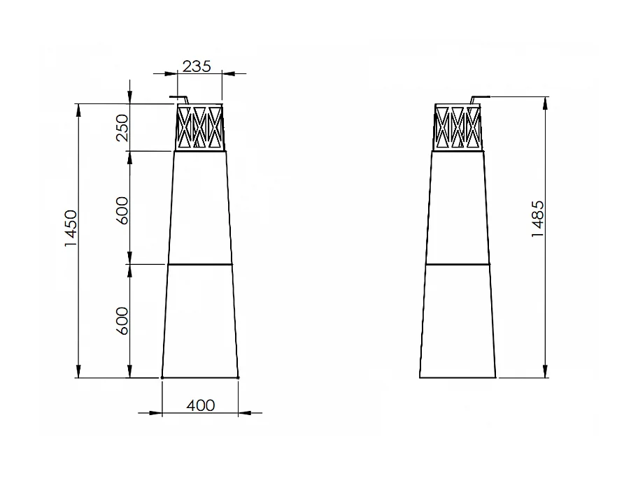 Cheminée d'extérieur au bioéthanol de jardin Vulcano Bianco 40x40x145