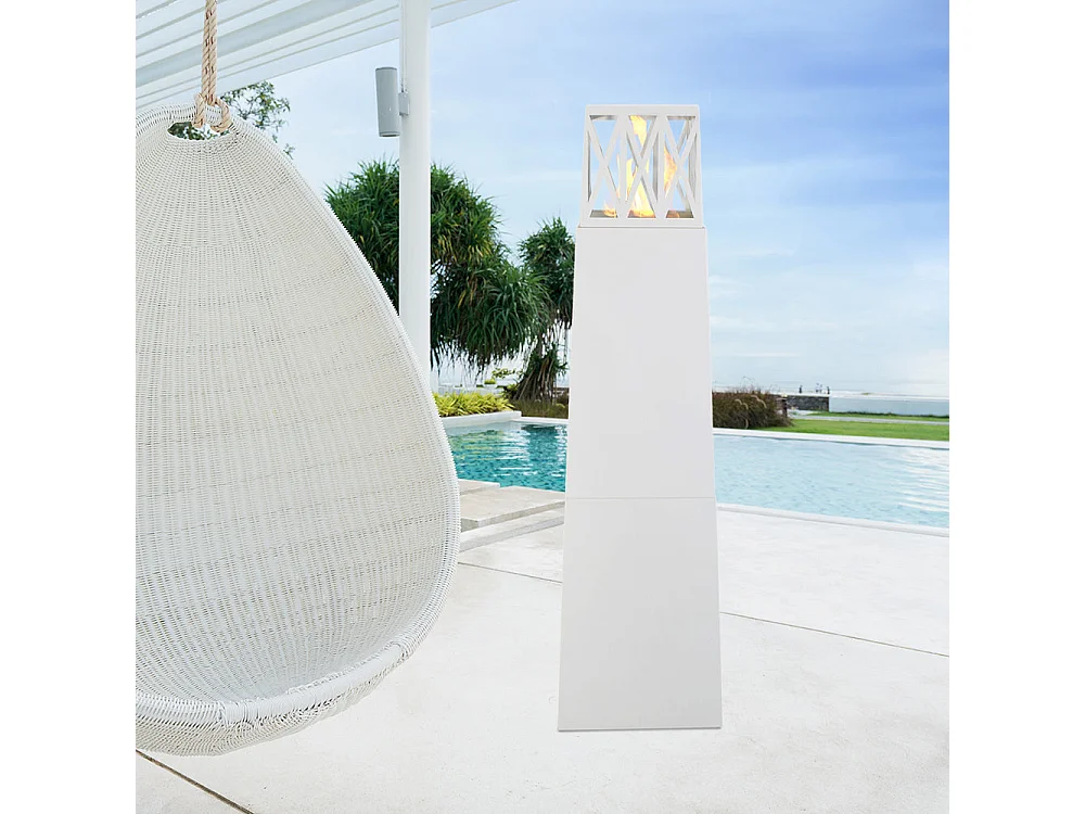 Bioethanol-Gartenkamin Vulcano Weiß 40x40x145