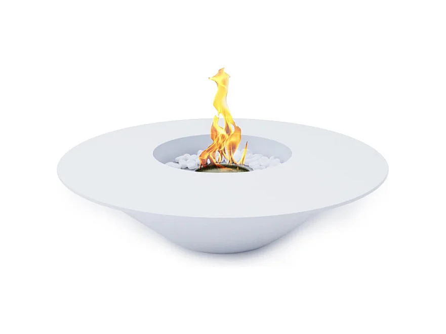 Cheminée à bioéthanol de jardin ronde pour extérieur SANTORINI Blanc d.60