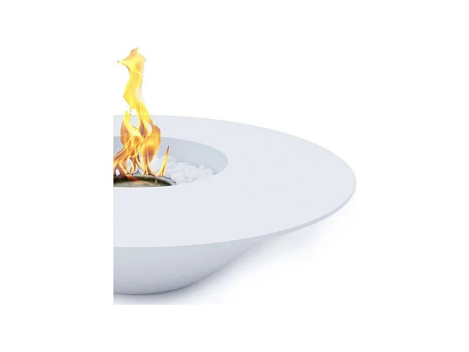 Cheminée à bioéthanol de jardin ronde pour extérieur SANTORINI Blanc d.60