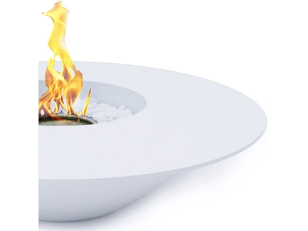 Cheminée au bioéthanol brasero de jardin rond pour extérieur SANTORINI Blanc d.60