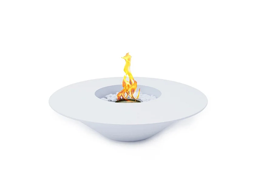 Lareira de bioetanol redonda branca para jardim externo SANTORINI D.60