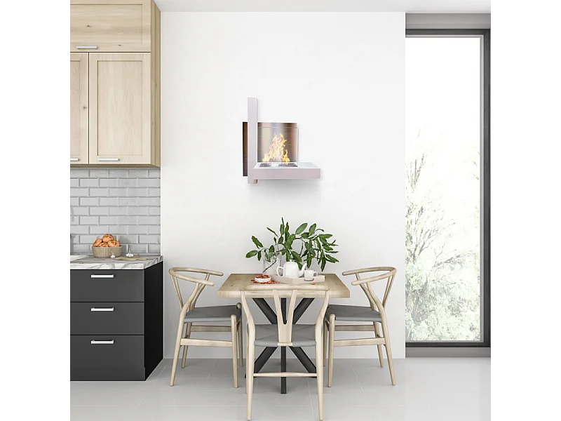 Camino a bioetanolo biocamino da parete VIENNA Bianco L65 x H75 x P23