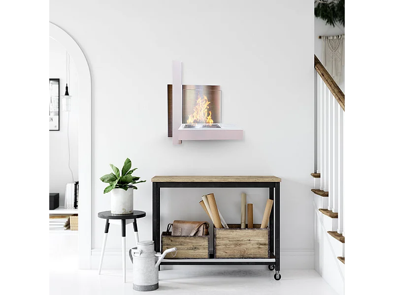 Camino a bioetanolo biocamino da parete VIENNA Bianco L65 x H75 x P23