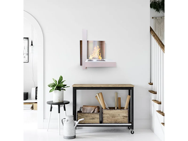 Cheminée murale au bioéthanol VIENNA Blanc L65 x H75 x P23