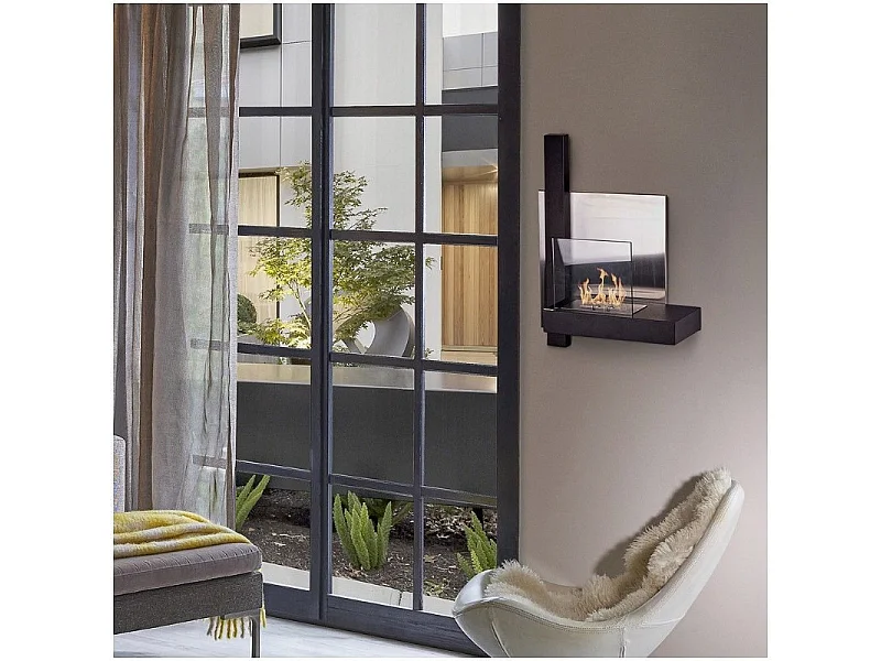 Cheminée bioéthanol murale avec verre trempé de Vienne