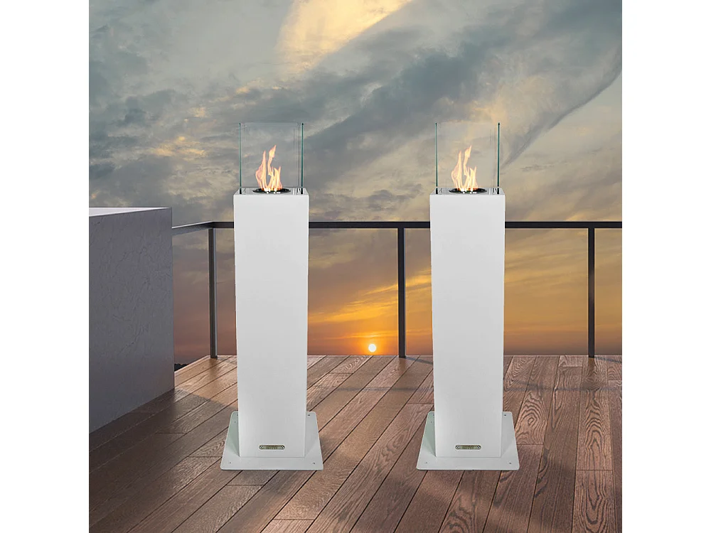 Cheminée de jardin au bioéthanol Capri 110 Cheminée d'extérieur blanche