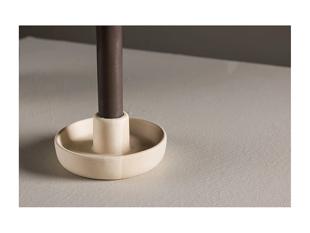 Bougeoir en Céramique "Otis" 11cm Beige