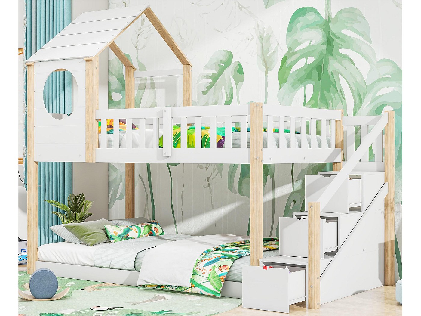 Divano Letto Estraibile 90/180x200cm - Con Cassetti, Grigio, Legno Di Pino - Foto 2