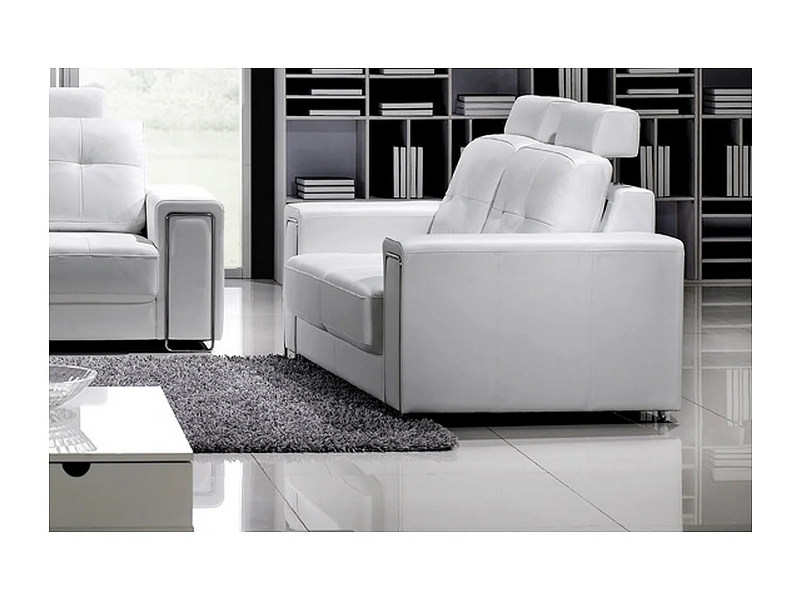 Canapé 2 places en cuir Prestige luxe haut de gamme italien MATIGNON, blanc