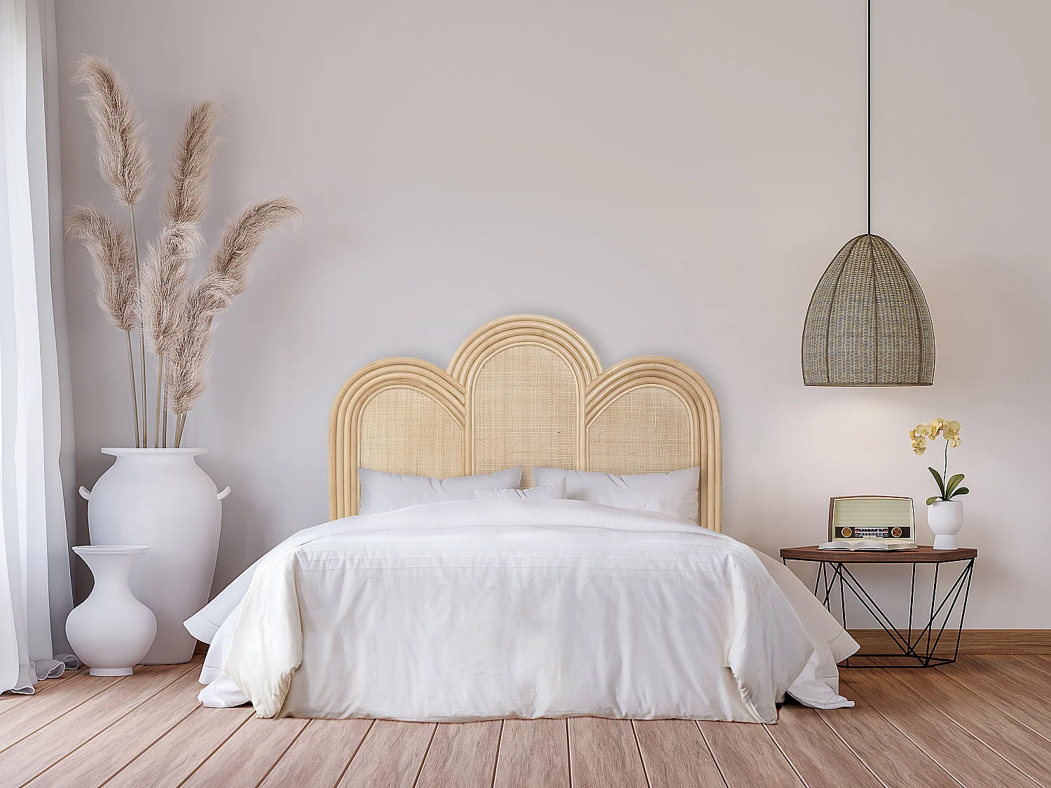 Tête de lit 140 cm - Rotin - Naturel - JAKOBIA