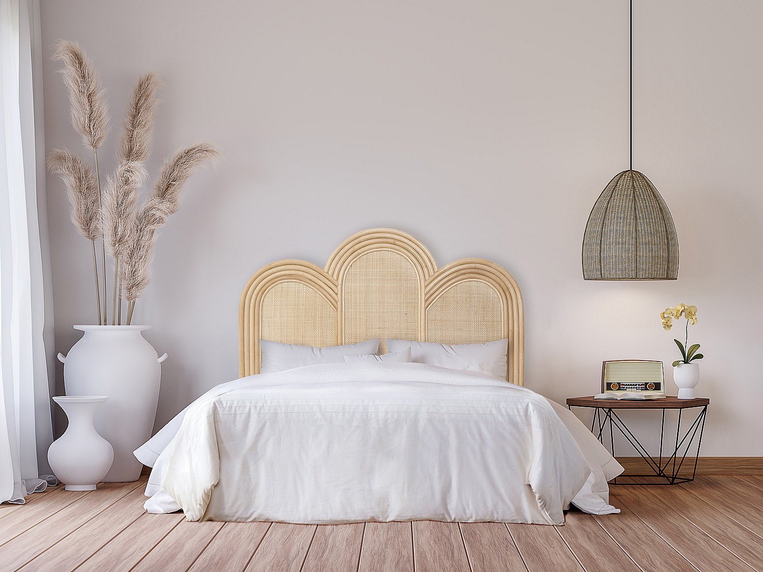 Vente-unique Bett-Kopfteil 140 Cm - Rattan - Holzfarben - Jakobia