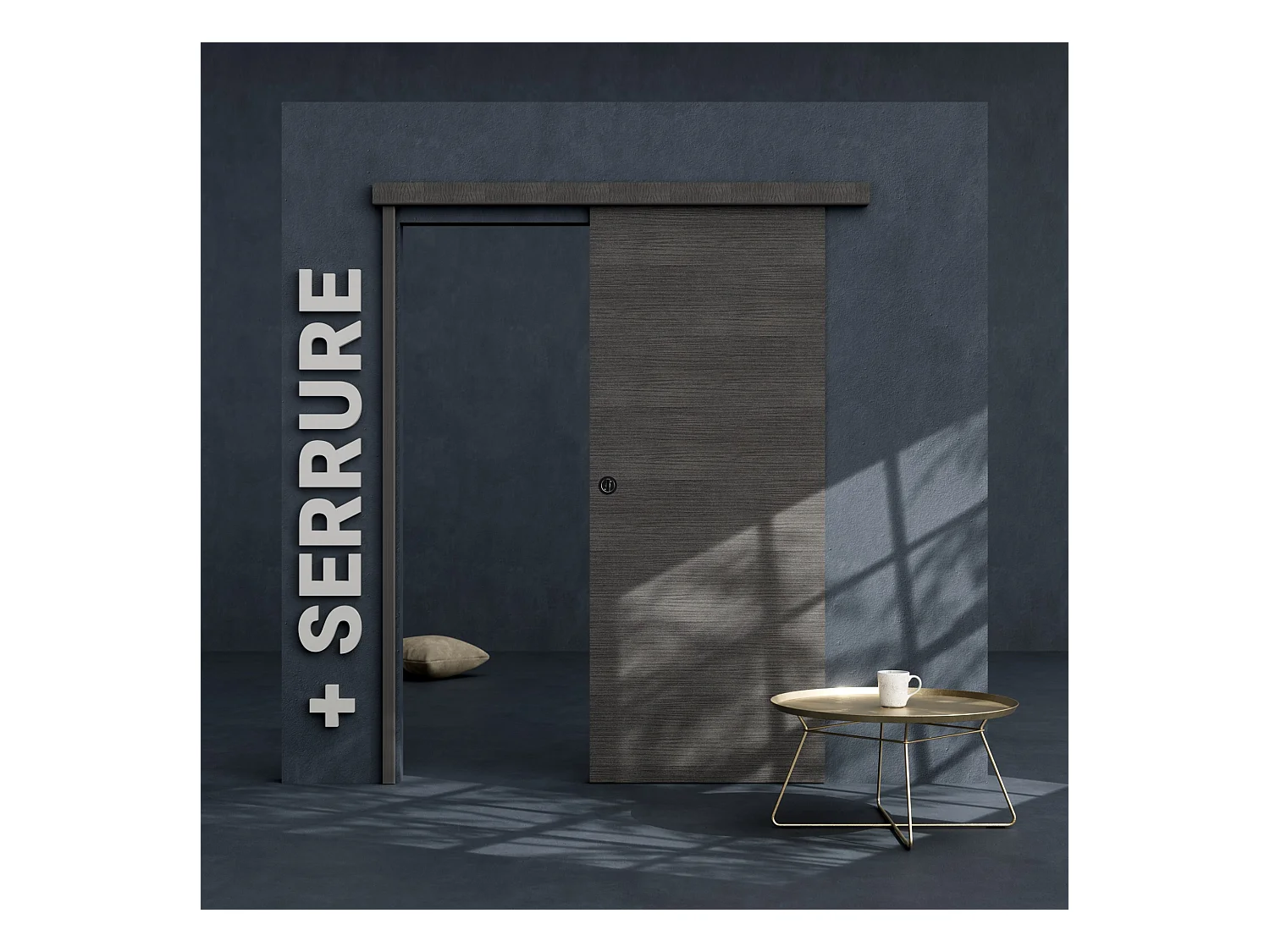 Porte Coulissante avec Rail + Serrure - Costa Rica 83 cm