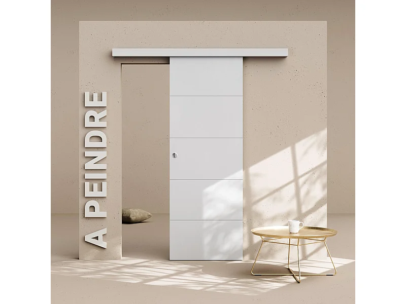 Porte Coulissante avec Rail - Prépeinte Ligne 73 cm - Sans butée