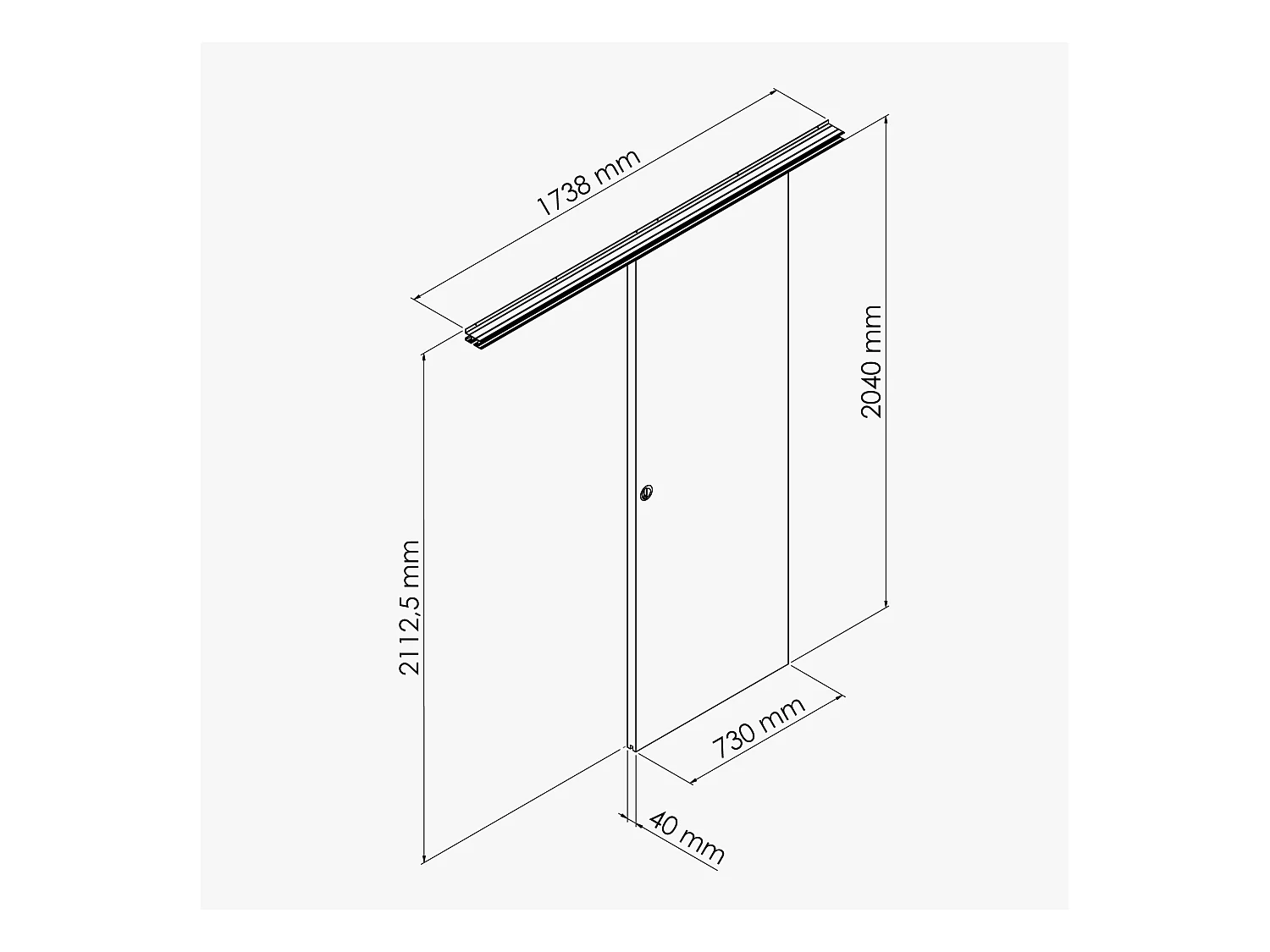 Porte Coulissante avec Rail - Prépeinte Plane 73 cm - Avec butée