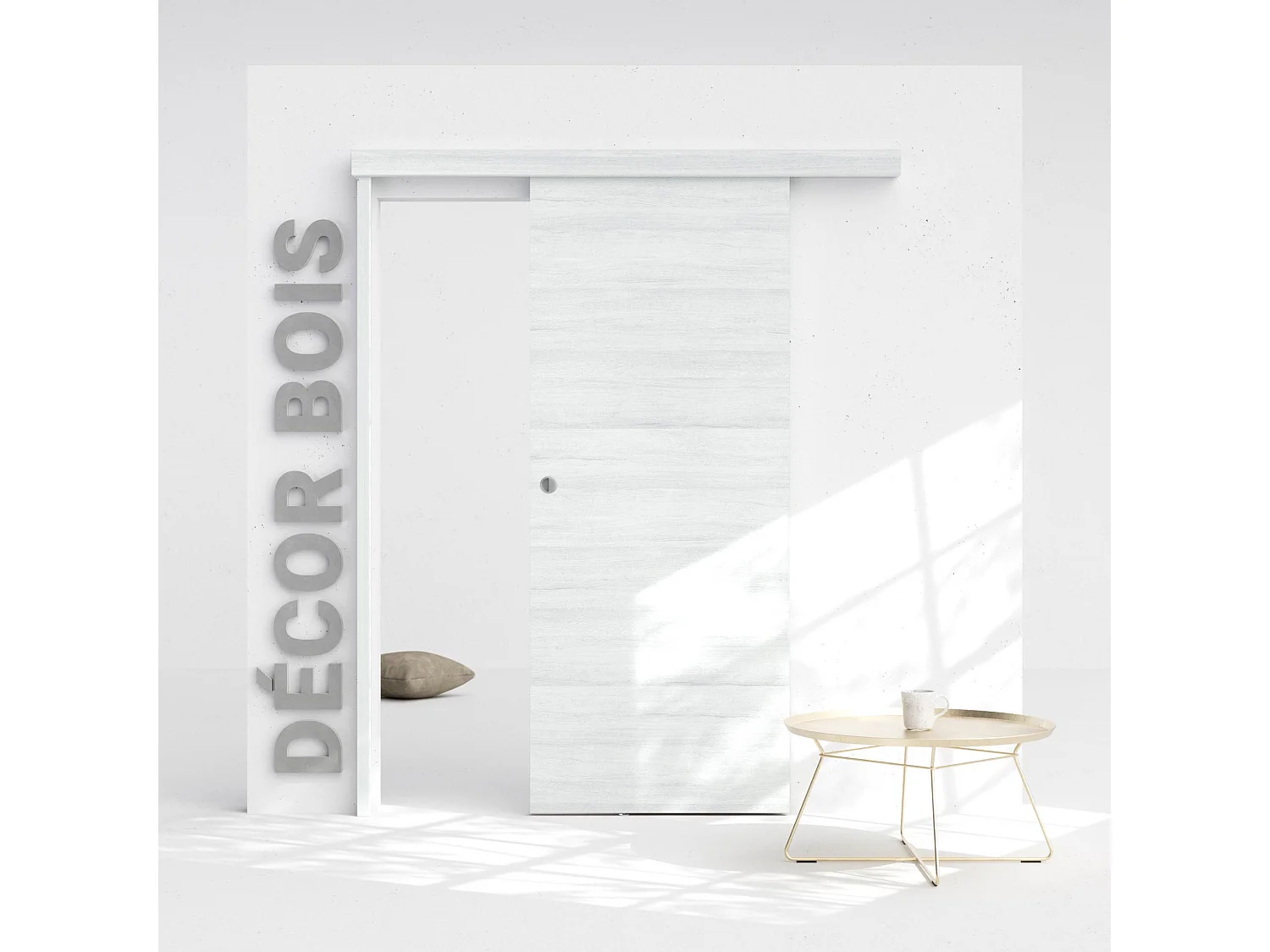 Porte Coulissante avec Rail - Helsinki 83 cm - Avec butée