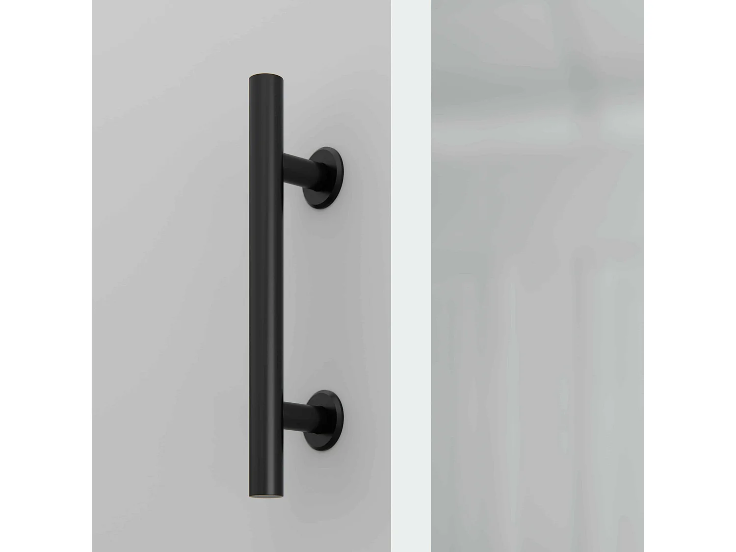 Porte Coulissante avec Rail + Poignée Verticale - Laquée Blanche 73 cm