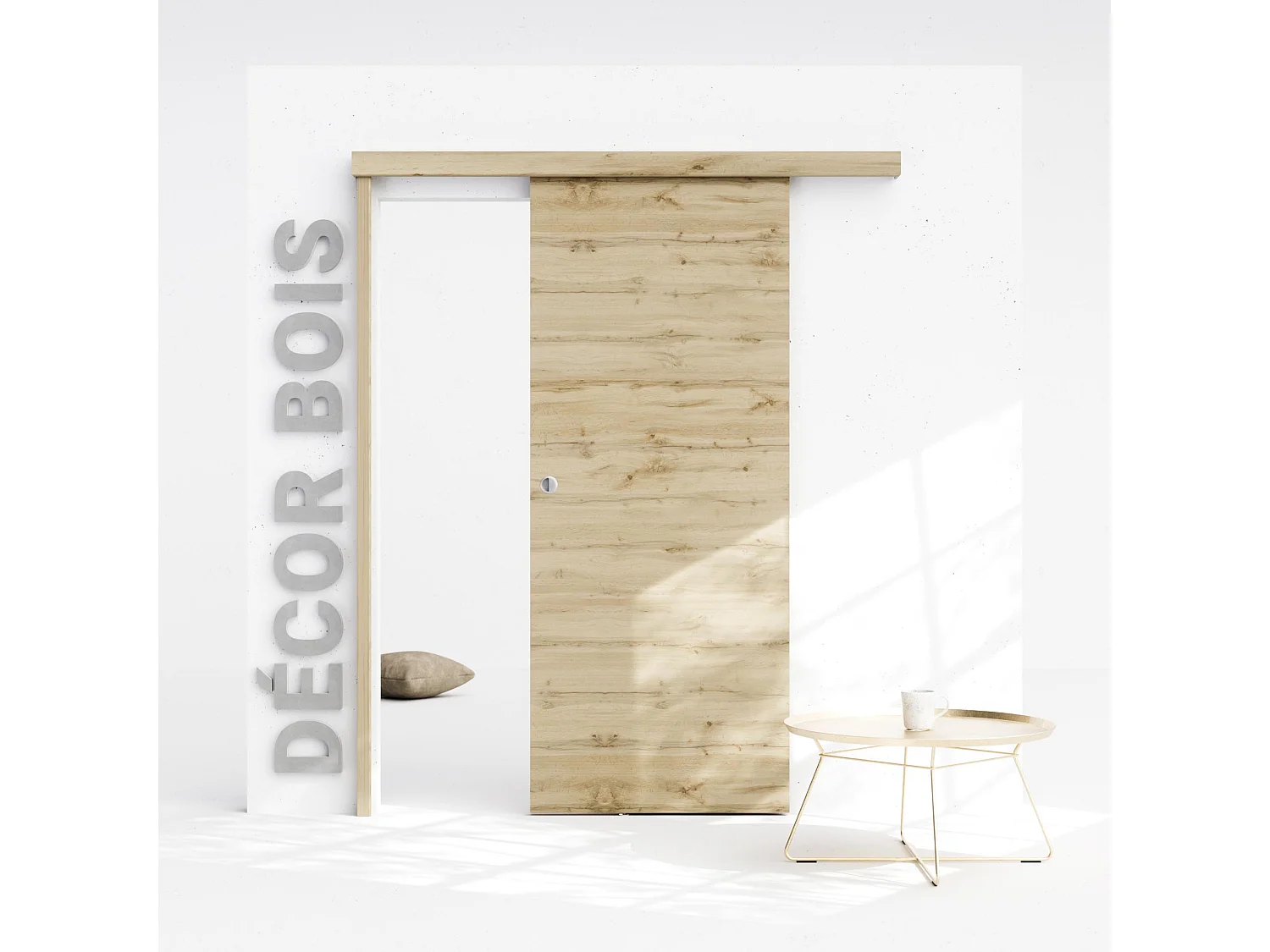 Porte Coulissante avec Rail - Tokyo 83 cm - Avec butée