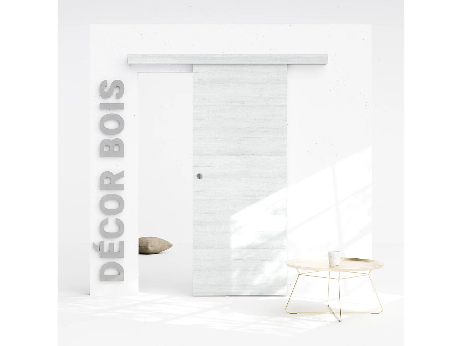 Porte Coulissante avec Rail - Helsinki 83 cm - Sans butée