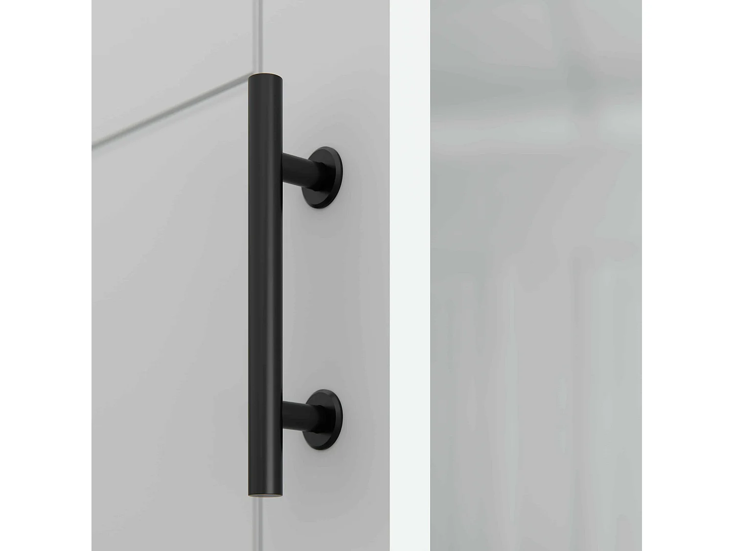 Porte Coulissante avec Rail + Poignée Verticale - Laquée Damier 73 cm