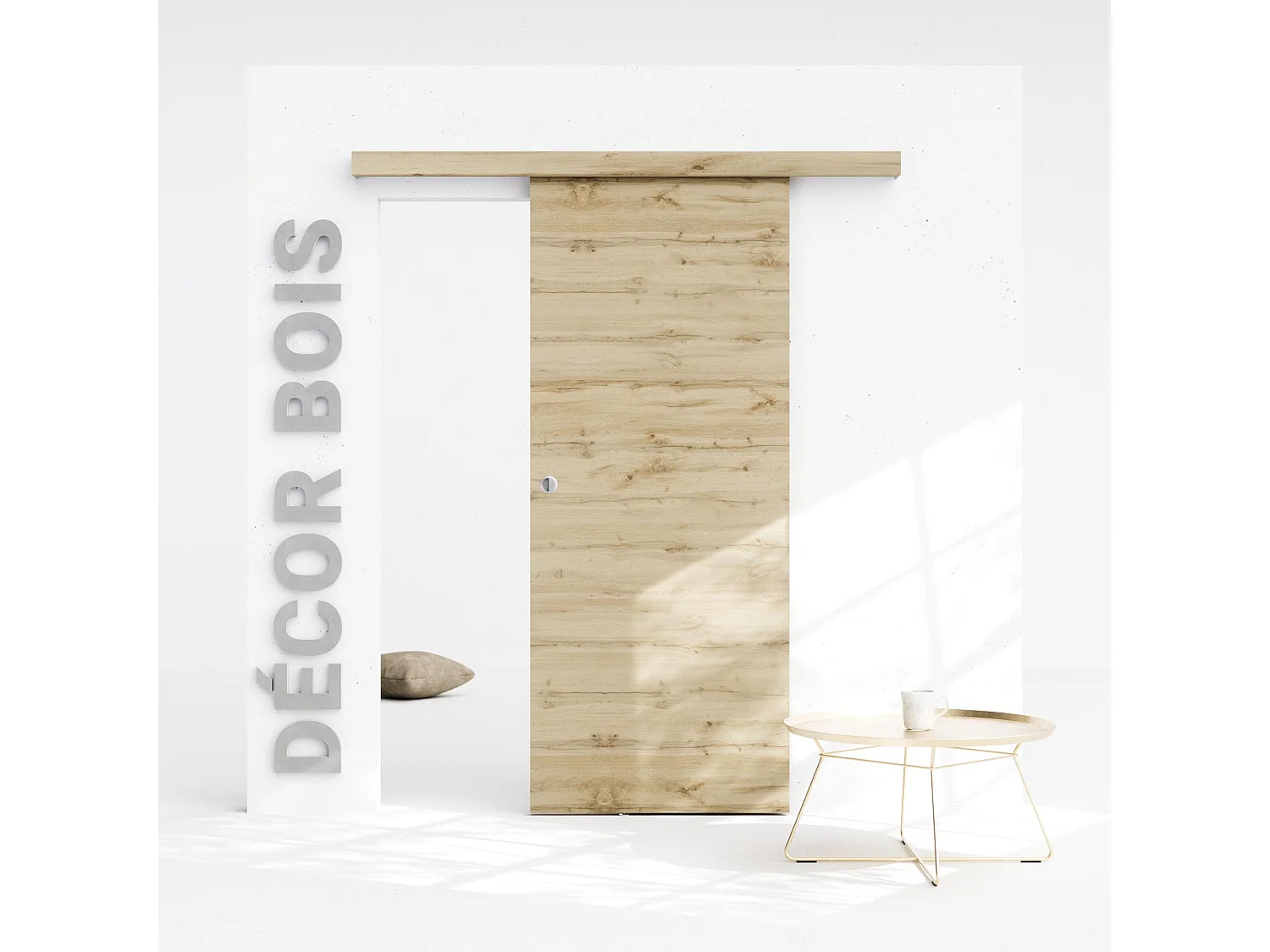 Porte Coulissante avec Rail - Tokyo 83 cm - Sans butée