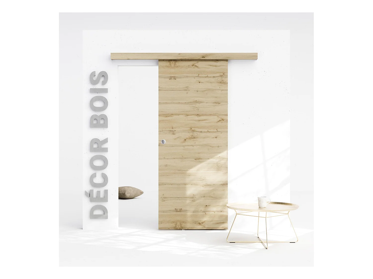Porte Coulissante avec Rail - Tokyo 83 cm - Sans butée