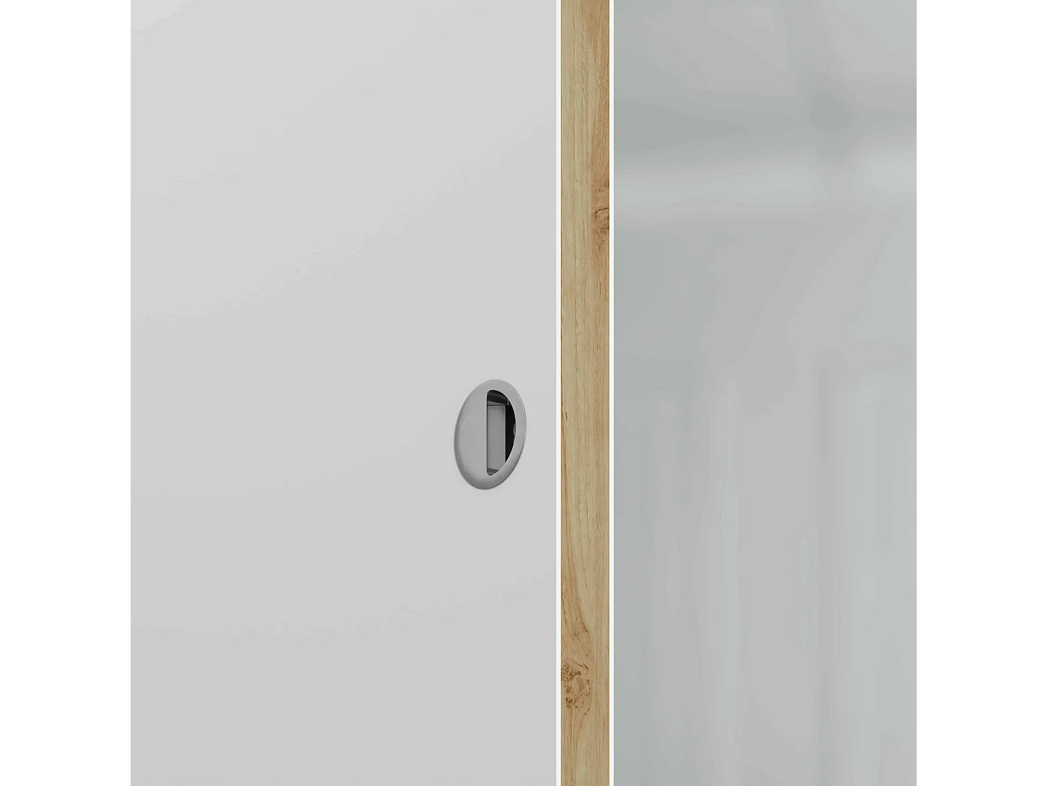 Porte Coulissante avec Rail - Prépeinte Gravée Cellier 83 cm - Typo 1, Poignée gauche