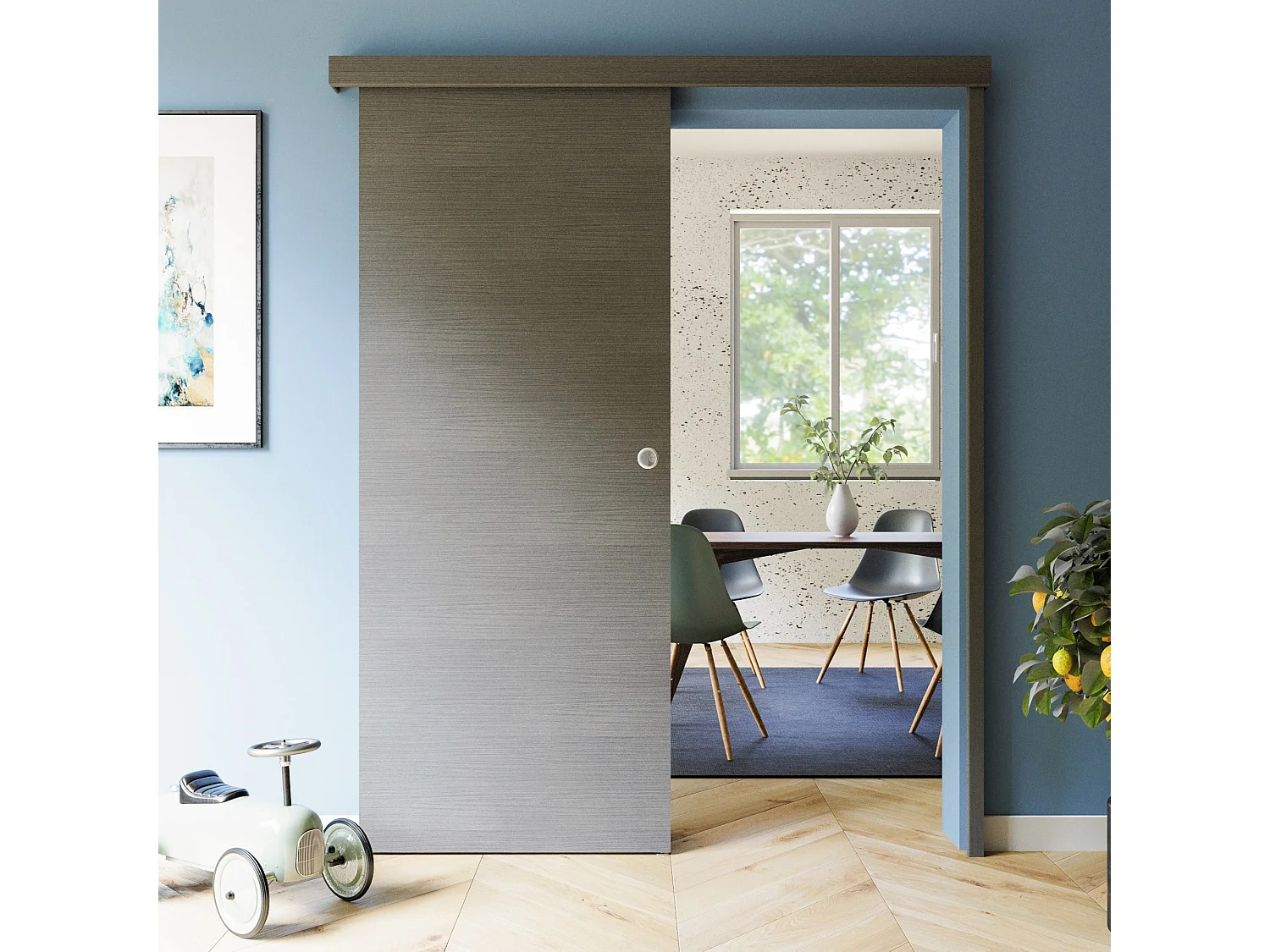 Porte Coulissante avec Rail - Costa Rica 83 cm - Avec butée