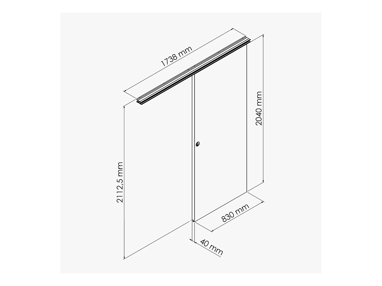 Porte Coulissante avec Rail + Poignée Verticale - Laquée Ligne 83 cm