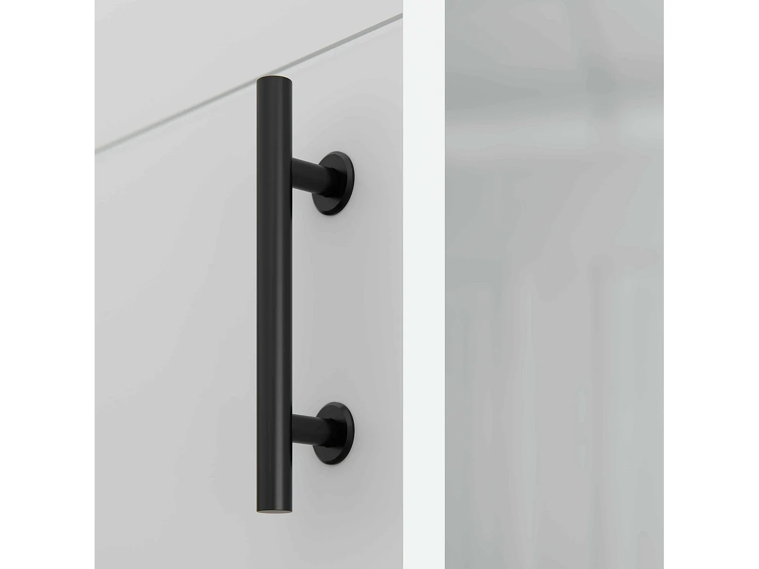 Porte Coulissante avec Rail + Poignée Verticale - Laquée Ligne 83 cm