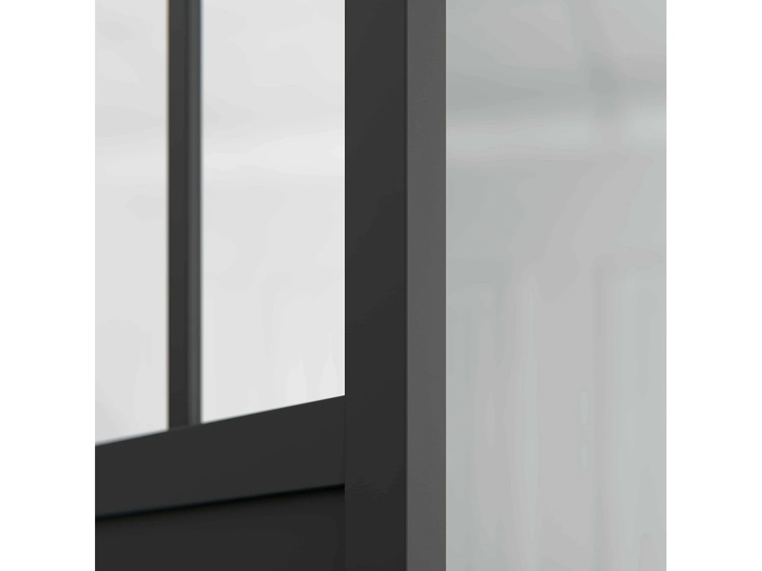 Porte Coulissante avec Rail - Atelier Noire 83 cm - Sans poignée