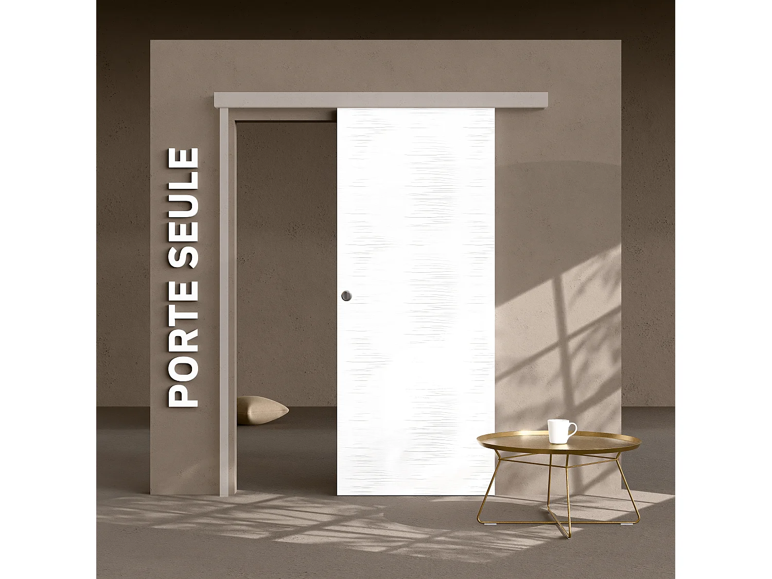 Porte Coulissante Seule - Prépeinte Mayotte 83 cm