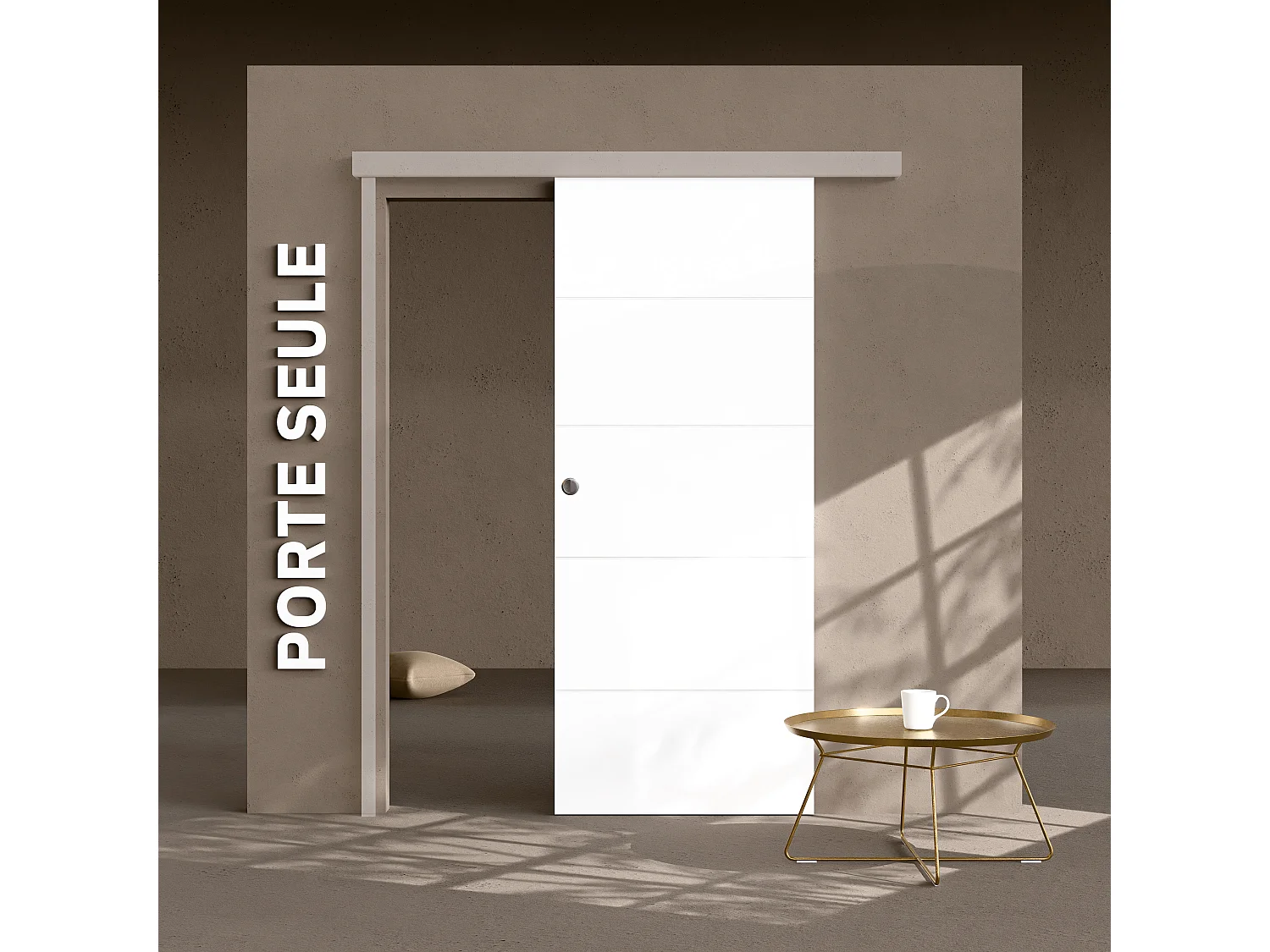 Porte Coulissante Seule - Prépeinte Ligne 83 cm