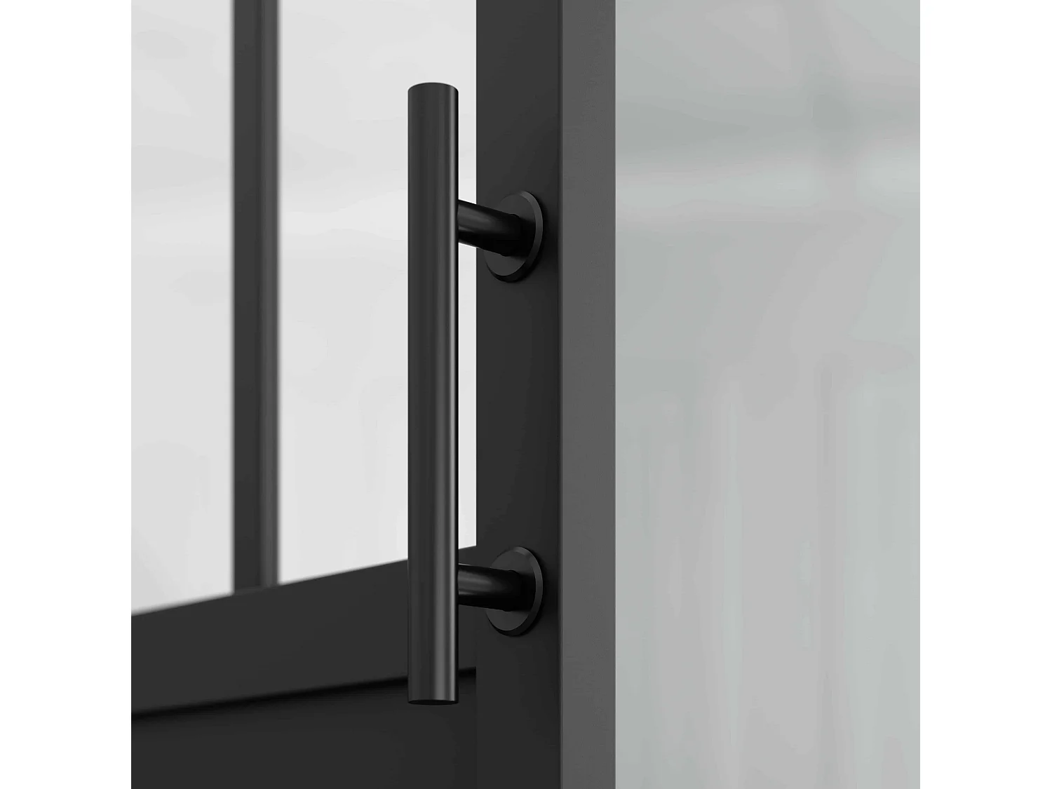 Porte Coulissante avec Rail - Atelier Noire 83 cm - Avec poignée