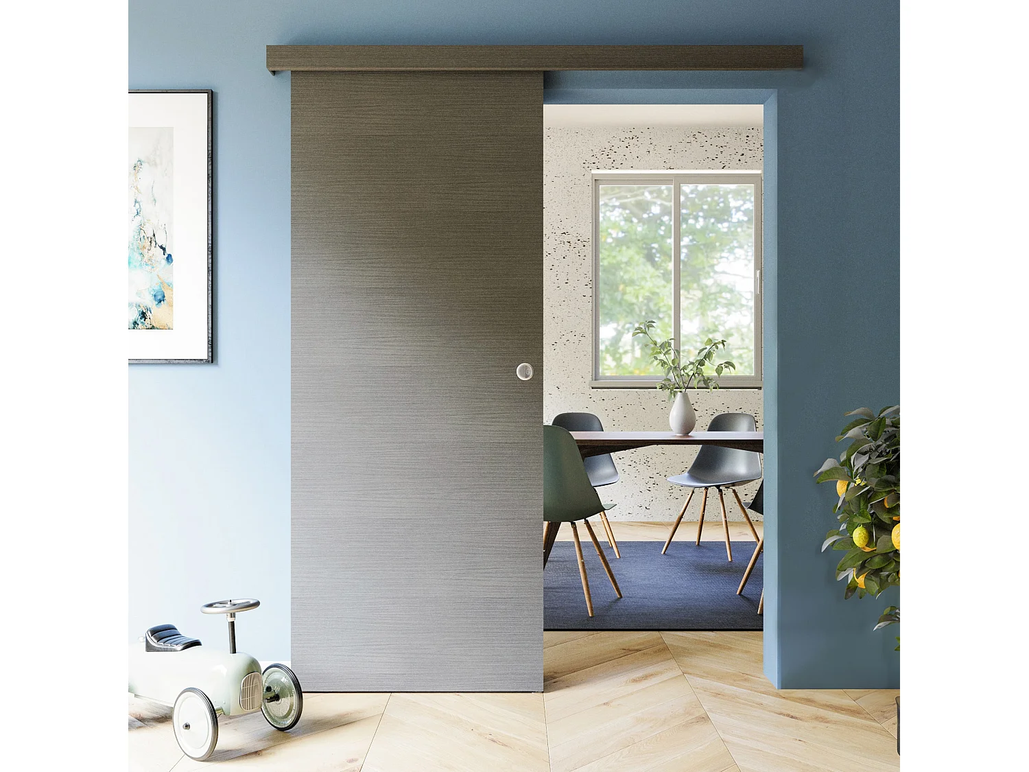 Porte Coulissante avec Rail - Costa Rica 83 cm - Sans butée