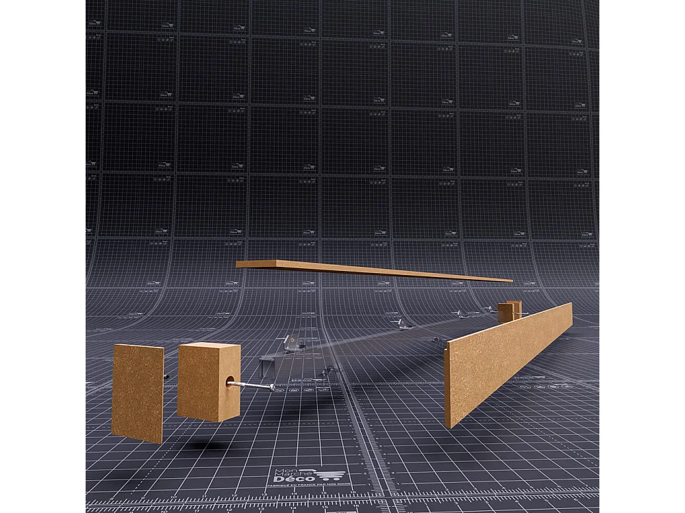 Cache-rail coulissant "U" - MDF brut à peindre