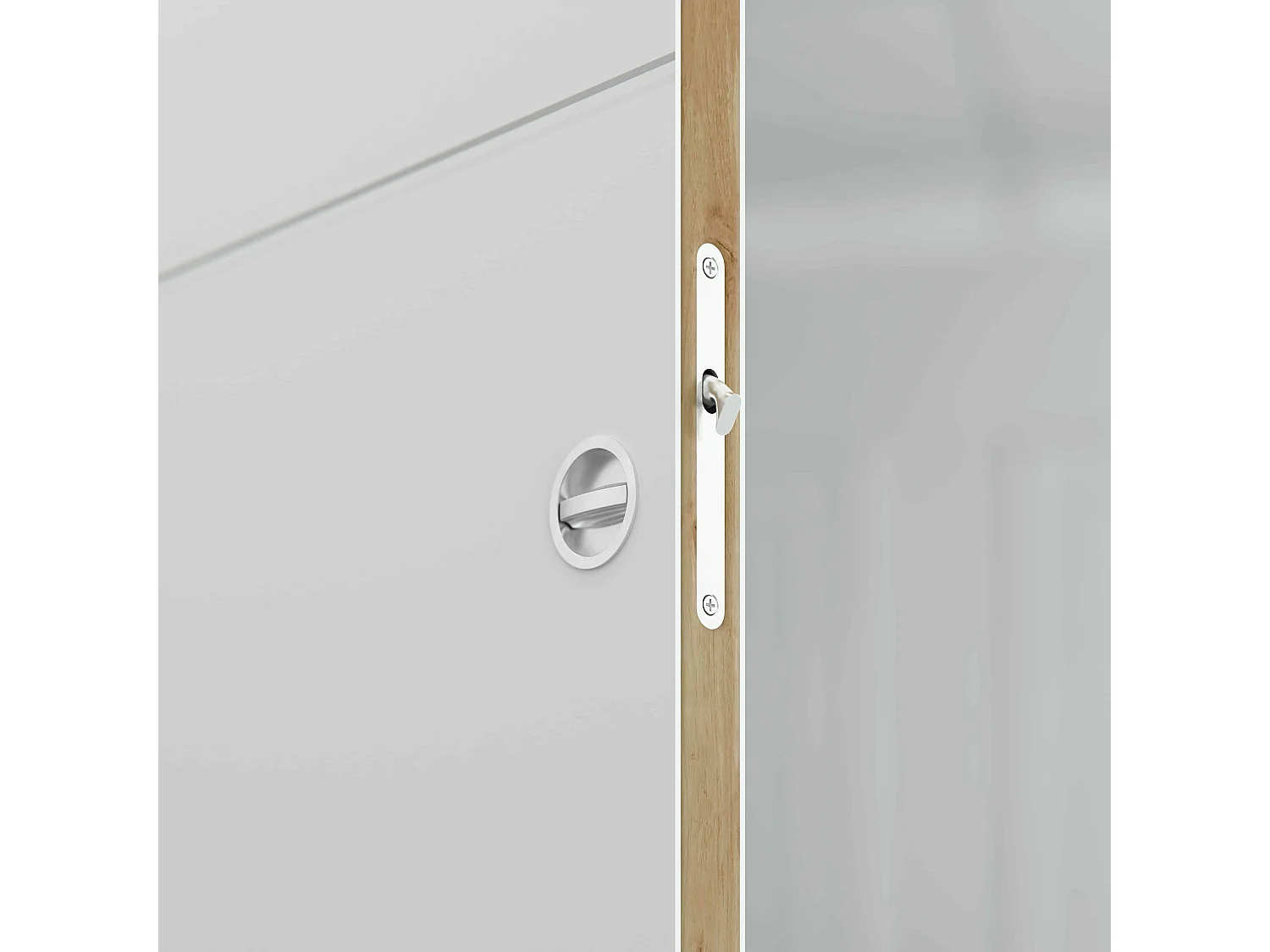 Porte Coulissante avec Rail + Serrure - Prépeinte Ligne 83 cm