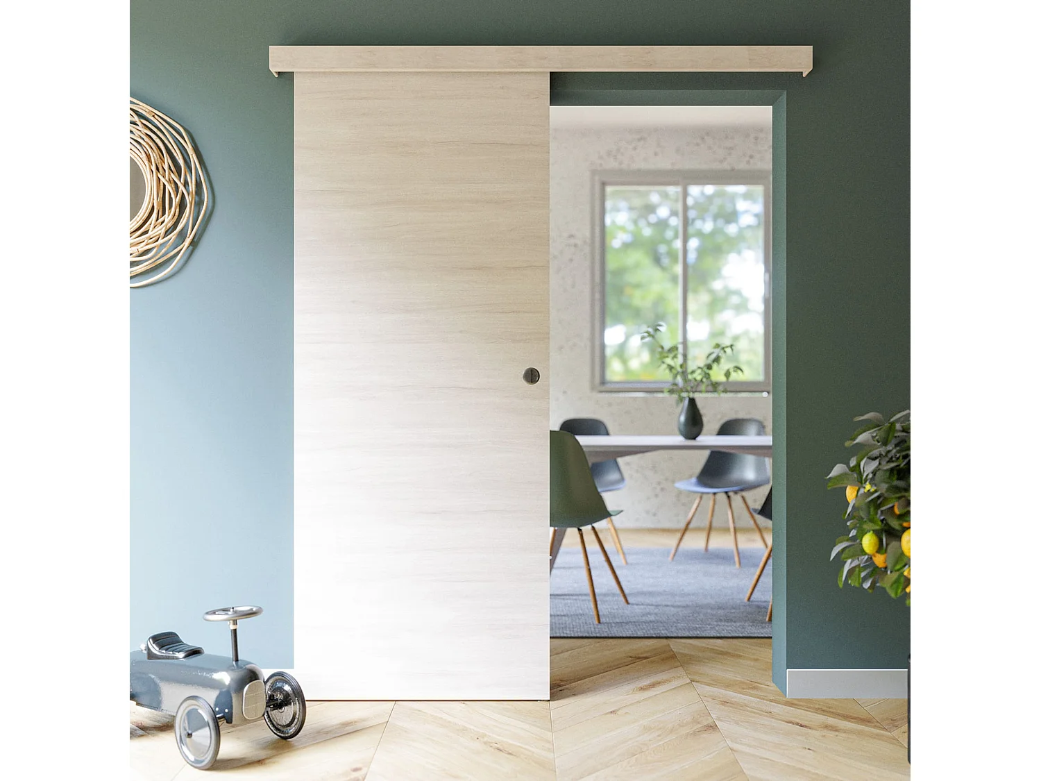 Porte Coulissante avec Rail - Oslo 83 cm - Sans butée