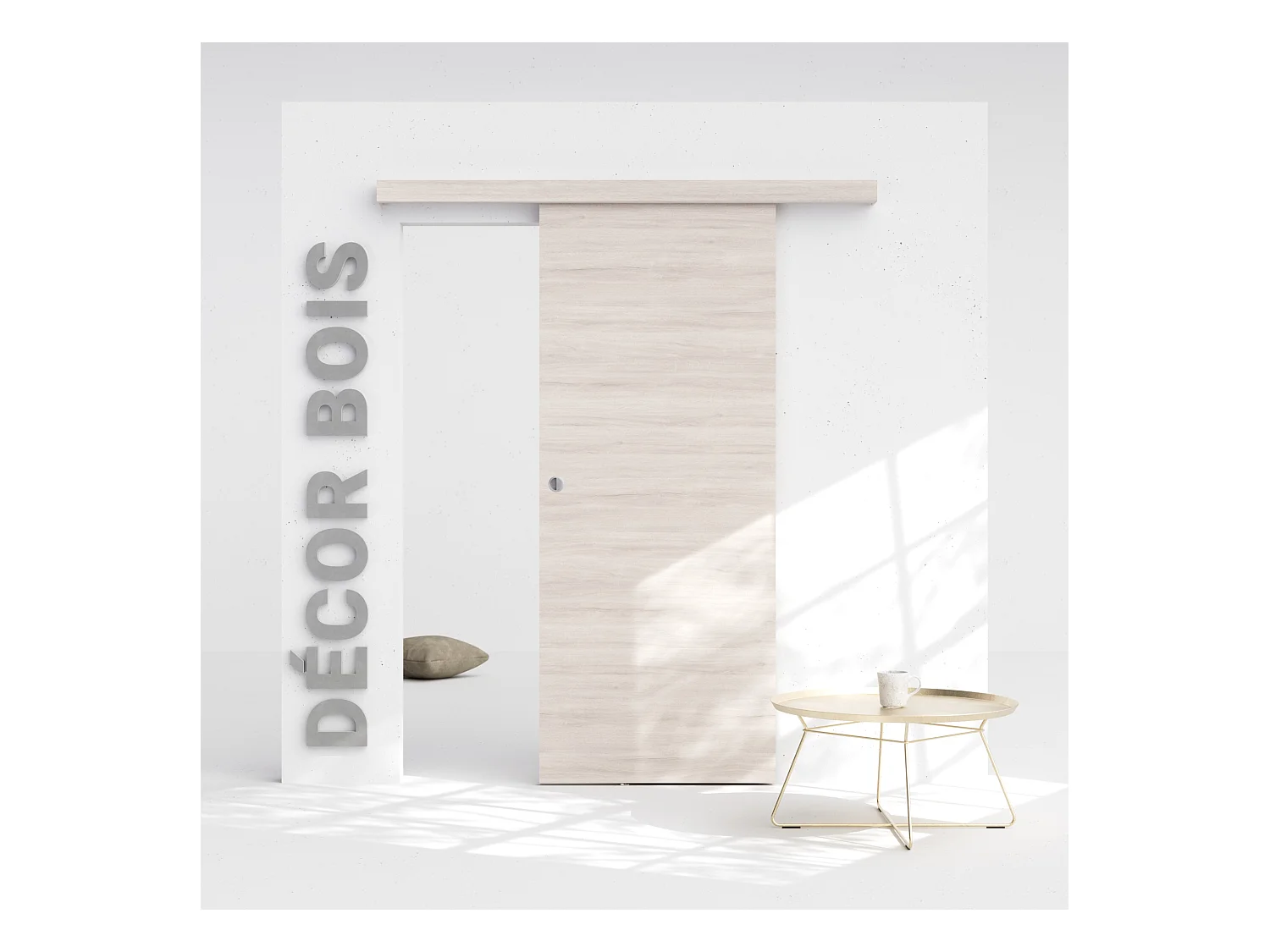 Porte Coulissante avec Rail - Oslo 83 cm - Sans butée