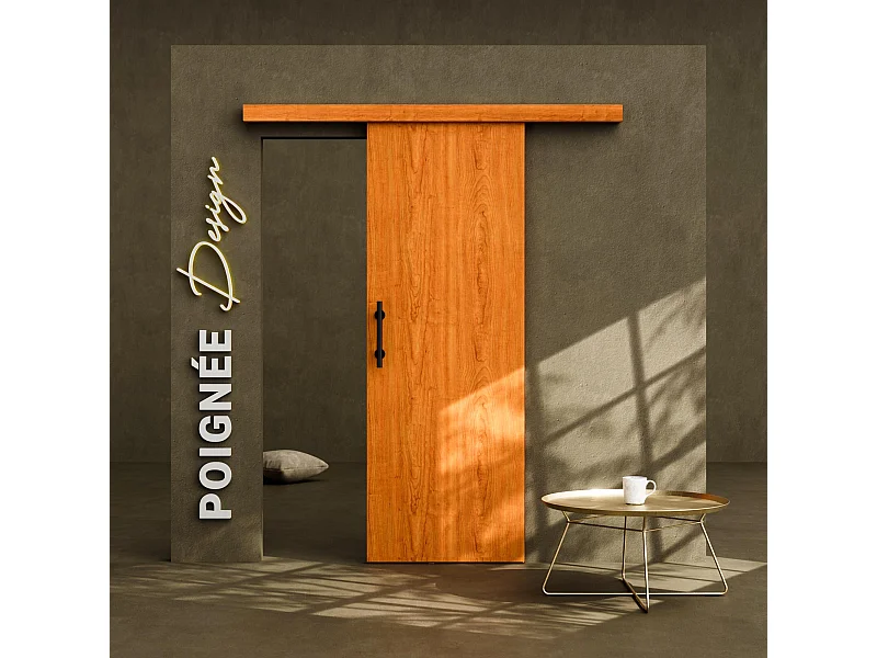 Porte Coulissante avec Rail + Poignée Verticale - Alizés 73 cm